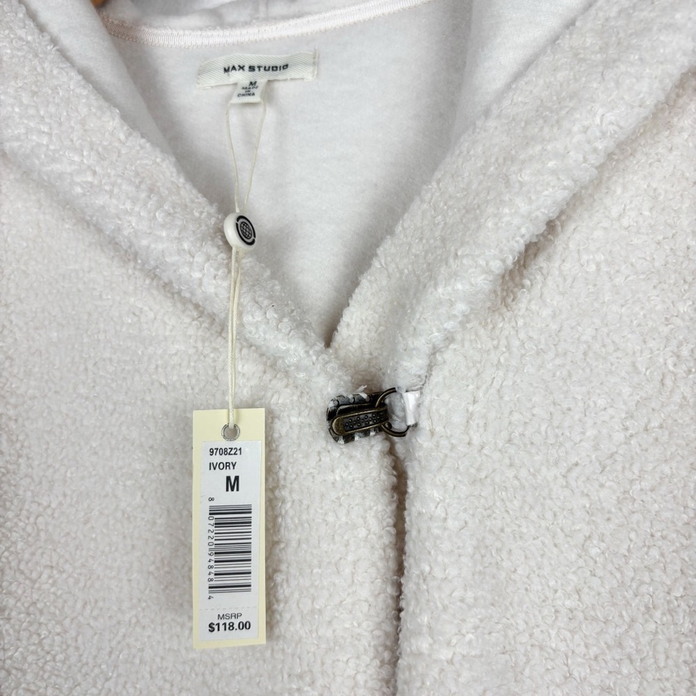 NWT Max Studio Cream Sherpa Clasp Front Jacket Sz M - Picture 6 of 10